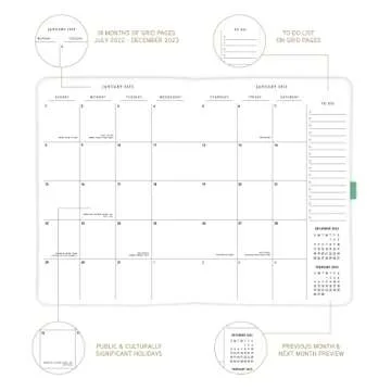Graphique 2023 Business Planner | 18 Month Organizer, July 2022-Dec. 2023 | Weekly & Monthly Spreads | to-Do List & Note Pages | Pocket & Pen Loop | Vegan Leather | Groovy Pattern | 6 x 8