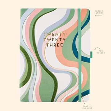 Graphique 2023 Business Planner | 18 Month Organizer, July 2022-Dec. 2023 | Weekly & Monthly Spreads | to-Do List & Note Pages | Pocket & Pen Loop | Vegan Leather | Groovy Pattern | 6 x 8