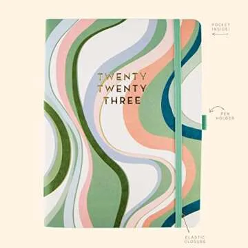 Graphique 2023 Business Planner | 18 Month Organizer, July 2022-Dec. 2023 | Weekly & Monthly Spreads | to-Do List & Note Pages | Pocket & Pen Loop | Vegan Leather | Groovy Pattern | 6 x 8