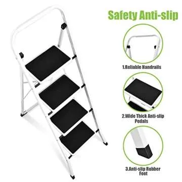Sturdy Soctone Step Ladder - 4 Step Folding Design