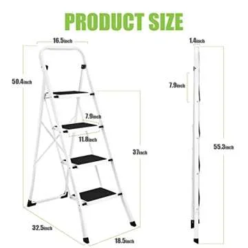 Sturdy Soctone Step Ladder - 4 Step Folding Design
