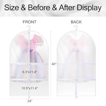 40 Inch Dance Garment Bags (3 Pack) – Clear PVC Costume Bags with 4 Zipper Pockets, and Hanging De...