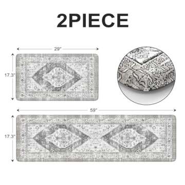 Sungea Anti Fatigue Kitchen Mats for Floor 2 PCS, Waterproof Memory Foam Kitchen Rugs and Mats,Non-S...
