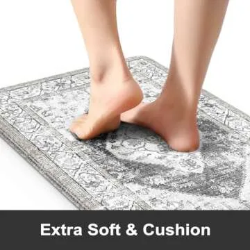 Sungea Anti Fatigue Kitchen Mats for Floor 2 PCS, Waterproof Memory Foam Kitchen Rugs and Mats,Non-Slip Standing Floor Mats for House,Sink,Office,Kitchen 17.3"x29" + 17.3"x59" (Grey)