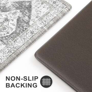 Sungea Anti Fatigue Kitchen Mats for Floor 2 PCS, Waterproof Memory Foam Kitchen Rugs and Mats,Non-Slip Standing Floor Mats for House,Sink,Office,Kitchen 17.3"x29" + 17.3"x59" (Grey)
