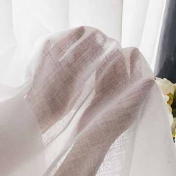 LANTIME Semi Sheer Curtains - Elegant Faux Linen Drapery