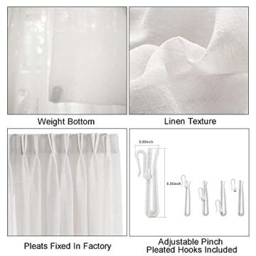 LANTIME Semi Sheer Curtains - Elegant Faux Linen Drapery