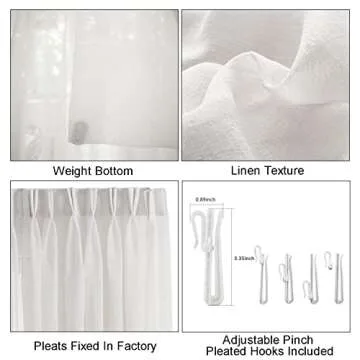 LANTIME Semi Sheer Curtains - Elegant Faux Linen Drapery