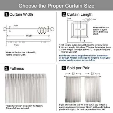 LANTIME Semi Sheer Curtains - Elegant Faux Linen Drapery