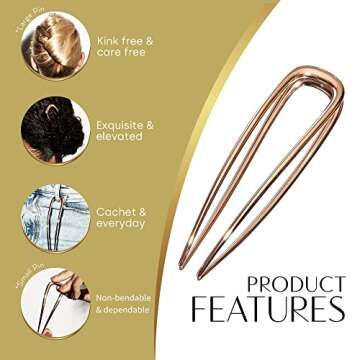 Deborah Pagani Hair Pin - Elegant U Shaped Hair Accessories for Women, Cute Accessories for Girls & Hairstyle Tools, French Hair Pin, Wedding Hair Pins, Bridal Hair Pins for a Wedding - Large Rose