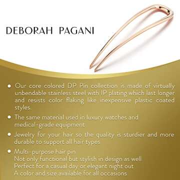 Deborah Pagani Hair Pin - Elegant U Shaped Hair Accessories for Women, Cute Accessories for Girls & Hairstyle Tools, French Hair Pin, Wedding Hair Pins, Bridal Hair Pins for a Wedding - Large Rose