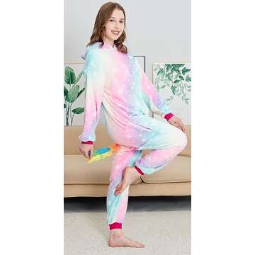 NewPlush Unisex Unicorn Costumes Pyjamas, Adult Women Men Animal Cosplay Onesie