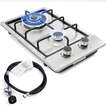 2 Burner Gas Cooktop - 12" Stainless Steel Stove
