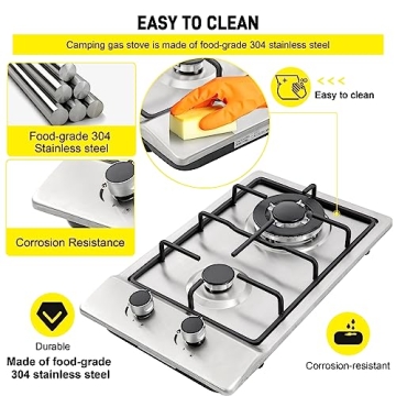 2 Burner Gas Cooktop - 12" Stainless Steel Stove