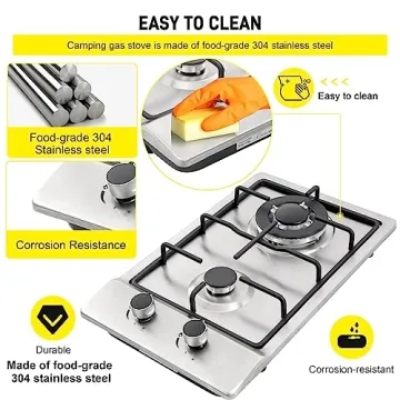 2 Burner Gas Cooktop - 12" Stainless Steel Stove
