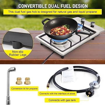 2 Burner Gas Cooktop - 12" Stainless Steel Stove