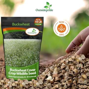 Outsidepride Buckwheat Seeds - 10lbs Annual, Fast-Growing, Easy to Grow Buckwheat Cover Crop Seeds for Green Manure, Bee Pasture & Pollinators, Wildlife Habitat, Soil Improvement, and Erosion Control