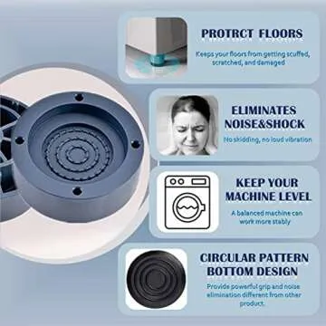 Anti Vibration Pads, 8pcs Washing Machine Base Foot Pads, Non Slip Heighten Shock and Noise Cancelling Mat for Washer and Dryer Machine Support Protects Pedestals (8 PCS) Black