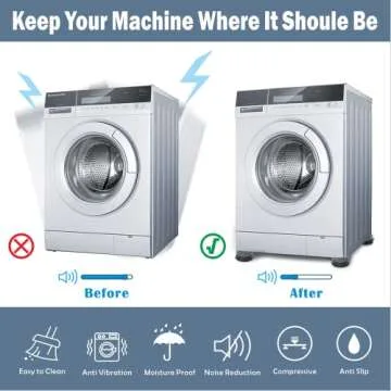 Anti Vibration Pads, 8pcs Washing Machine Base Foot Pads, Non Slip Heighten Shock and Noise Cancelling Mat for Washer and Dryer Machine Support Protects Pedestals (8 PCS) Black