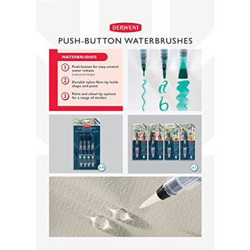 Derwent Push Button Water Color Brush Set for Artists