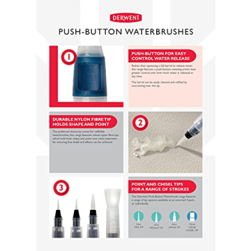 Derwent Push Button Water Color Brush Set for Artists
