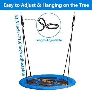 Large 40 Inch Blue Saucer Tree Swing for All Ages