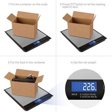Amiloe Digital Postal Scale, 66lbs/0.1oz Shipping Scale, Letter Scale, Large Scale with Stainless Steel, 2 AAA Batteries Include