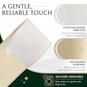 EMERALD CASTOR Castor Oil Pack Wrap Organic Cotton For Women - Machine Washable Castor Oil Compress Pads with Neoprene Exterior - Adjustable Castor Oil Wrap for Liver Detox, Calm IBS and More, 41"x7"