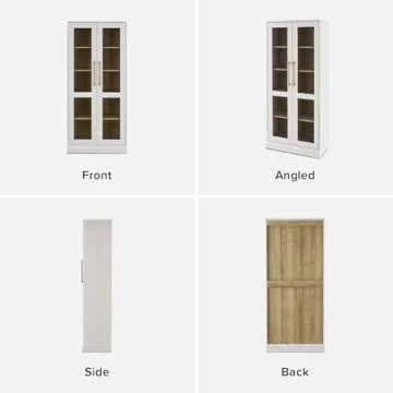 mopio Blake Tall Display Cabinet, Kitchen Buffet Pantry Cupboard, Trophy Display Case, Storage Cabinet Scratch Resistant Acrylic, Modern Farmhouse Curio Organizer (White Oak Acrylic, Set of 2)