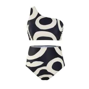 Floerns Plus Size Elegant One Shoulder Bikini Set