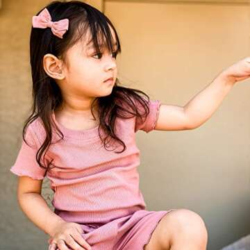 Dimoybabe 4t Girl Clothes Toddler Girl Summer Outfits Clothes Set Ruffle Ribbed Short Sleeves T-Shir...