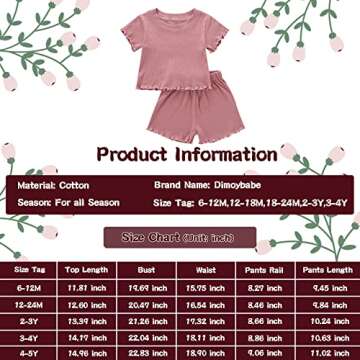 Dimoybabe 4t Girl Clothes Toddler Girl Summer Outfits Clothes Set Ruffle Ribbed Short Sleeves T-Shirt Tops Shorts Comfy Outfits (Pink Ruffle, 4-5T)