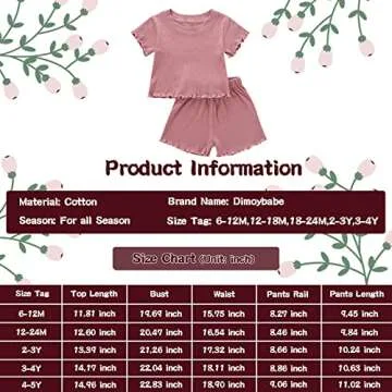 Dimoybabe 4t Girl Clothes Toddler Girl Summer Outfits Clothes Set Ruffle Ribbed Short Sleeves T-Shirt Tops Shorts Comfy Outfits (Pink Ruffle, 4-5T)