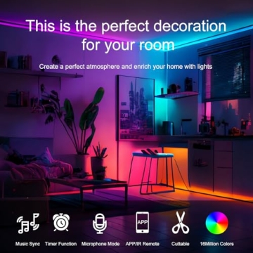 HBOWMDJIA 200 FT LED Strip Lights - RGB Color Changing with Music Sync and App Control