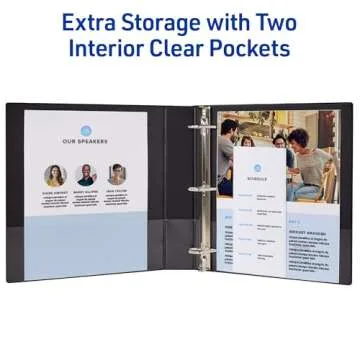 Avery Durable View 3 Ring Binders, 1.5 Inch Slant Rings, 375-Sheet Capacity, DuraHinge, 2.1 Inch Wide Spine, Customizable Clear Covers and Spine, 1 Black Binder (17021)