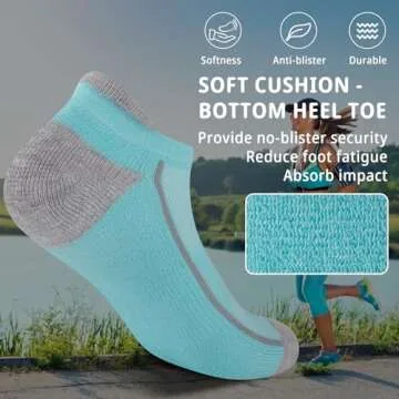 Heatuff Womens Low Cut Ankle Athletic Socks Cushioned Running Performance Breathable Tab Sock (6 Pairs)