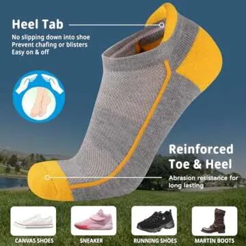 Heatuff Womens Low Cut Ankle Athletic Socks Cushioned Running Performance Breathable Tab Sock (6 Pairs)