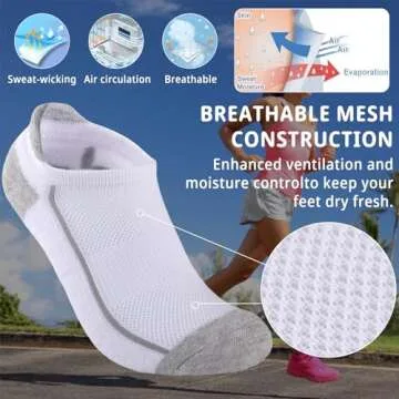 Heatuff Womens Low Cut Ankle Athletic Socks Cushioned Running Performance Breathable Tab Sock (6 Pairs)