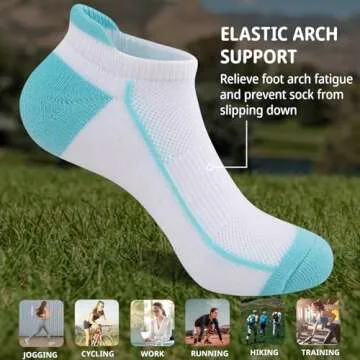 Heatuff Womens Low Cut Ankle Athletic Socks Cushioned Running Performance Breathable Tab Sock (6 Pairs)