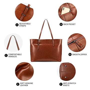 Kattee Vintage Genuine Leather Tote Shoulder Bag for Women Satchel Handbag with Top Handles