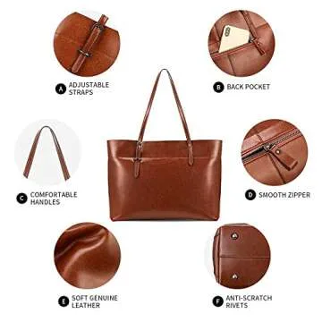 Kattee Vintage Genuine Leather Tote Shoulder Bag for Women Satchel Handbag with Top Handles