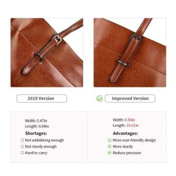 Kattee Vintage Genuine Leather Tote Shoulder Bag for Women Satchel Handbag with Top Handles