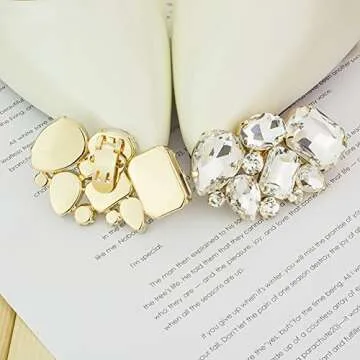 Ruihfas Fashion Crystal Shoe Clips Women's High Heel Rhinestone Shoe Buckles Decorations, 1 Pair (White)