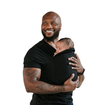 Lalabu Dad Shirt | Original Baby Carrier T-Shirt for New Dads | Soft Kangaroo Pouch for Newborns, Bl...