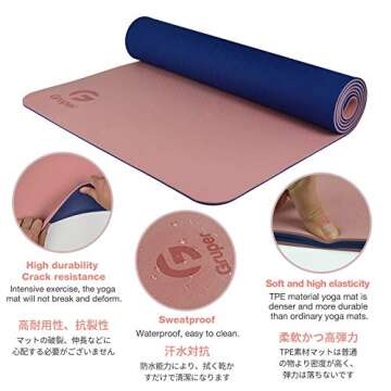 Eco-Friendly Non-Slip Yoga Mat with Carry Strap (Pink)