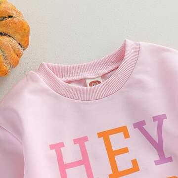 ZyHwShine Toddler Baby Girl Halloween Outfit Hey Boo Pumpkin Sweatshirt Crewneck Pullover Long Sleeve Sweater Fall Clothes (Pink, 12-18 Months)