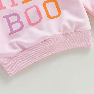 ZyHwShine Toddler Baby Girl Halloween Outfit Hey Boo Pumpkin Sweatshirt Crewneck Pullover Long Sleeve Sweater Fall Clothes (Pink, 12-18 Months)