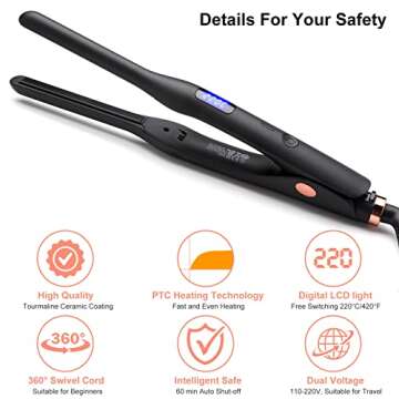 Ceramic Mini Flat Iron for Short Hair and Beards