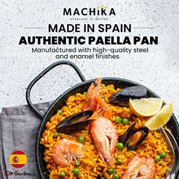 Machika Enamel Paella Pan | Durable & Versatile 17-Inch Skillet for Mediterranean Dishes | Perfect f...