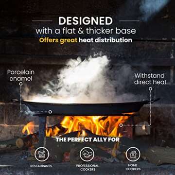 Machika Enamel Paella Pan for 10 Servings | Easy to Clean